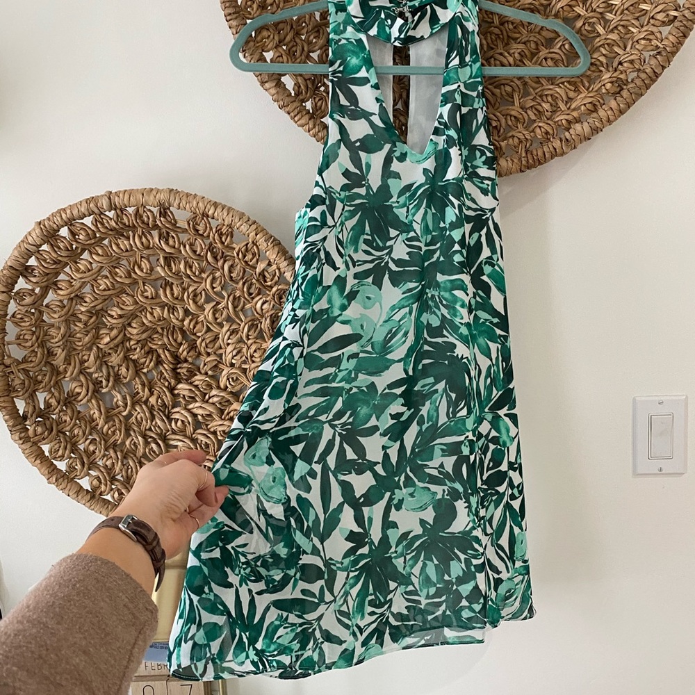 Floral leaf print mini dress Lulus